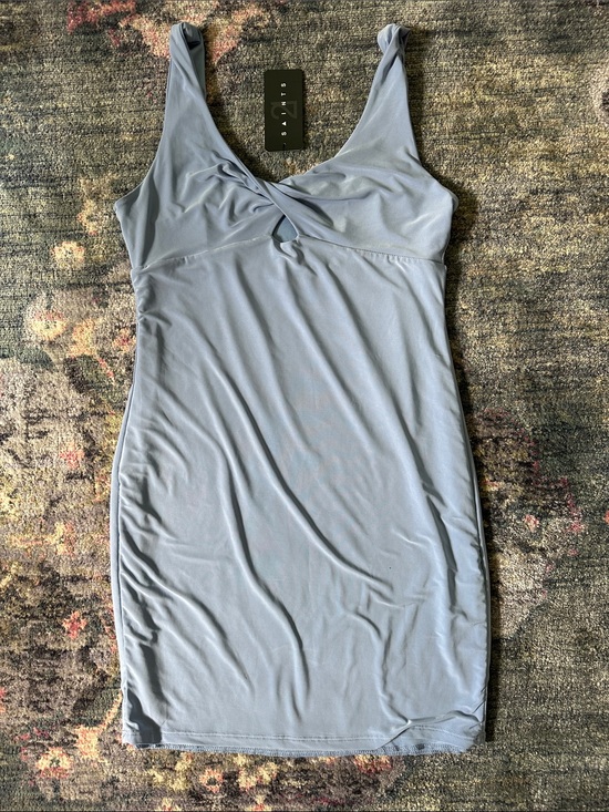 21 Saints Dresses & Skirts - 21 Saints Sleeveless Light Blue Twist-Front Formal Mini Bodycon Dress Large NWT